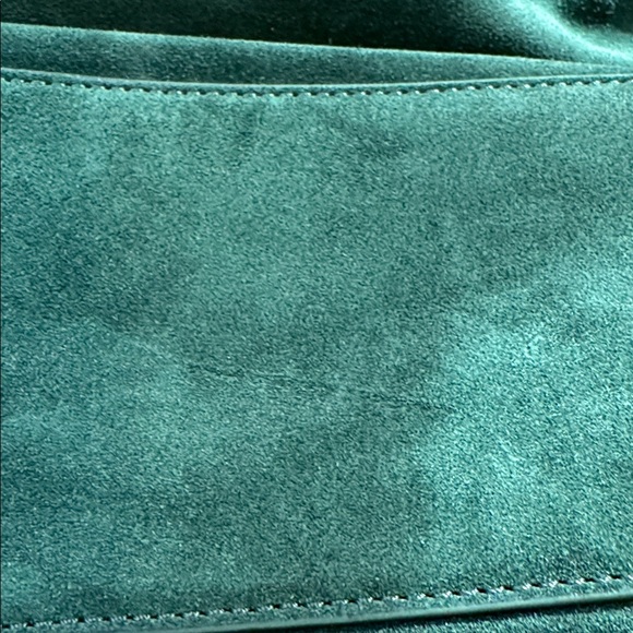 Quince Italian Suede Slouchy Shoulder Bag dark green leather new no tags - Picture 6 of 9